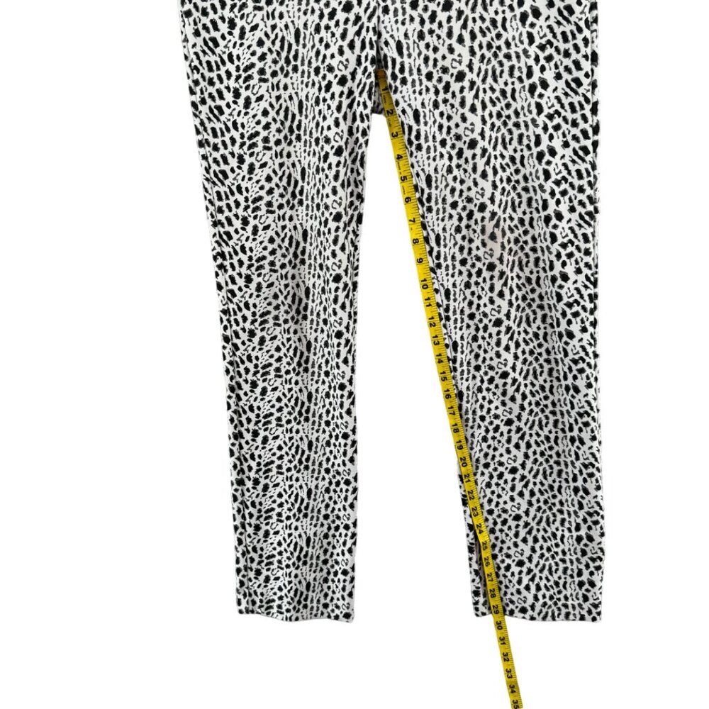 Lena Gabrielle Animal Print Pants Womens Black White Pull On Stretch Size 12 - Picture 8 of 10